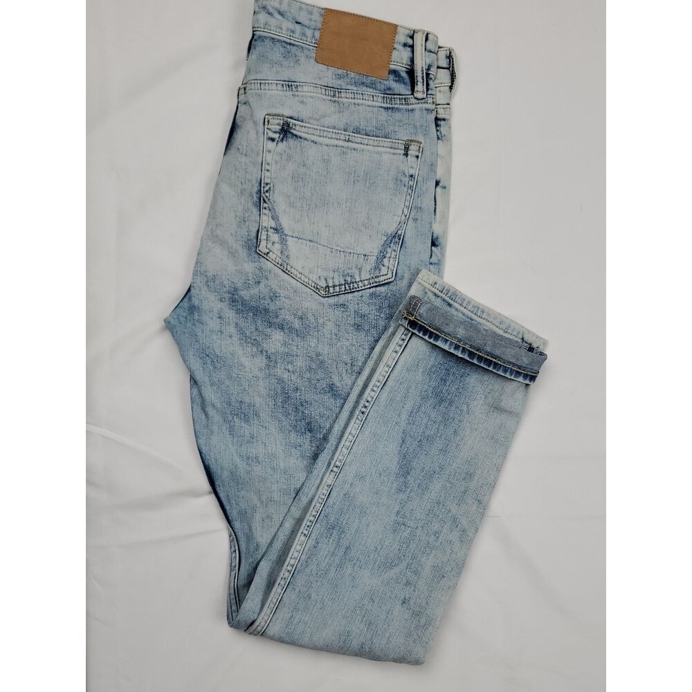 AllSaints Men 34x32 Cigarette Slim Tapered Light Wash Premium Denim Jeans